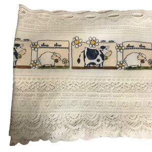Farmhouse Valance Cow & Sheep Kitchen 78" W x 12" L Lace Curtain Panel